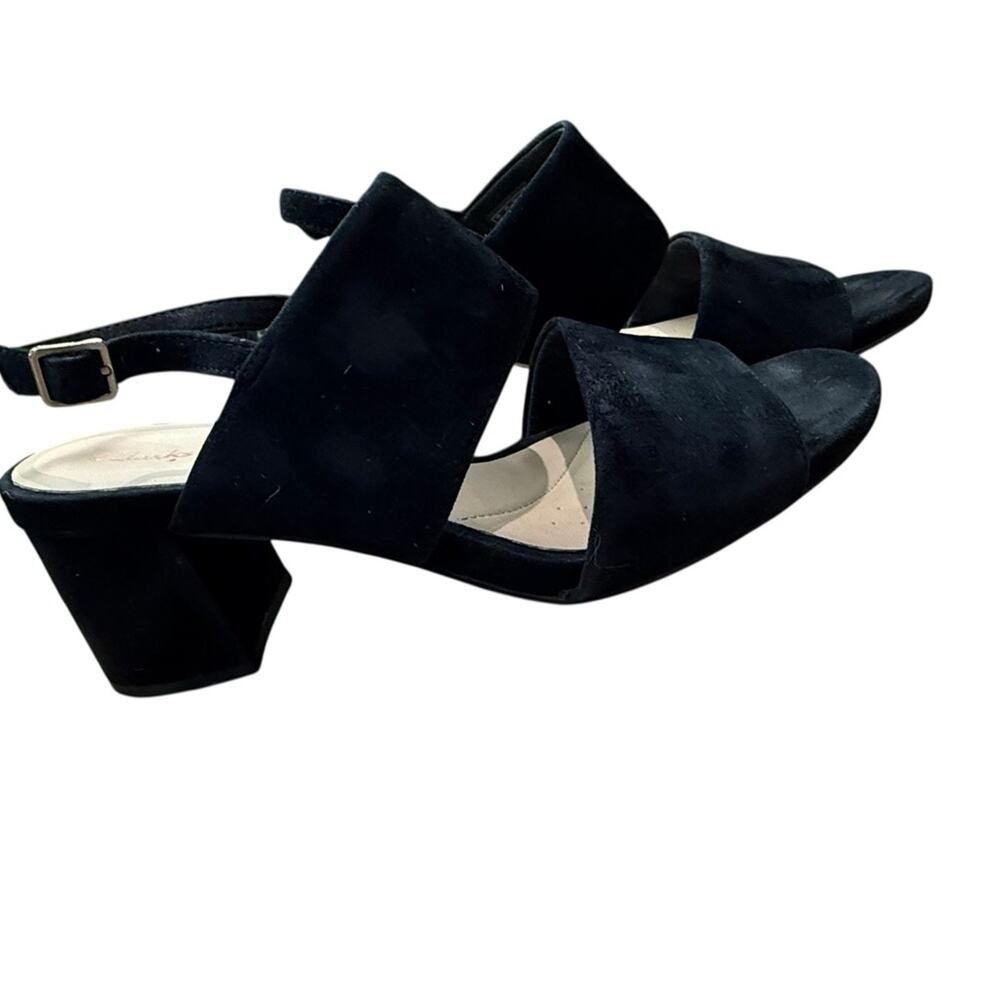 Clarks Black Suede Wide Band Slingback Sandals Womens Size 8.5 - Picture 8 of 8